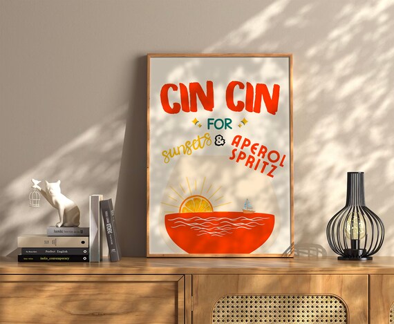 Cin Cin for Sunsets and Aperol Spritz Retro Italian Sunset Poster