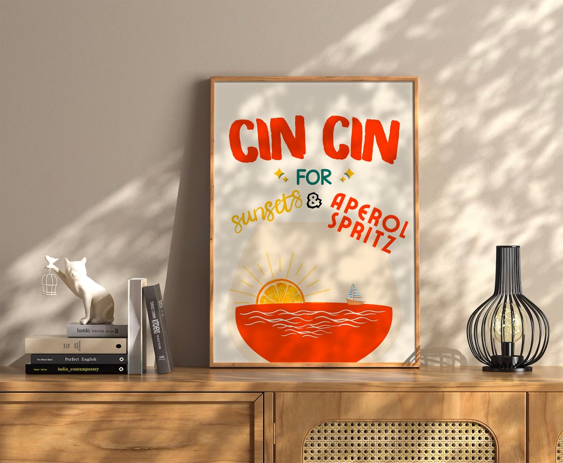 Cin Cin for Sunsets and Aperol Spritz Retro Italian Sunset Poster
