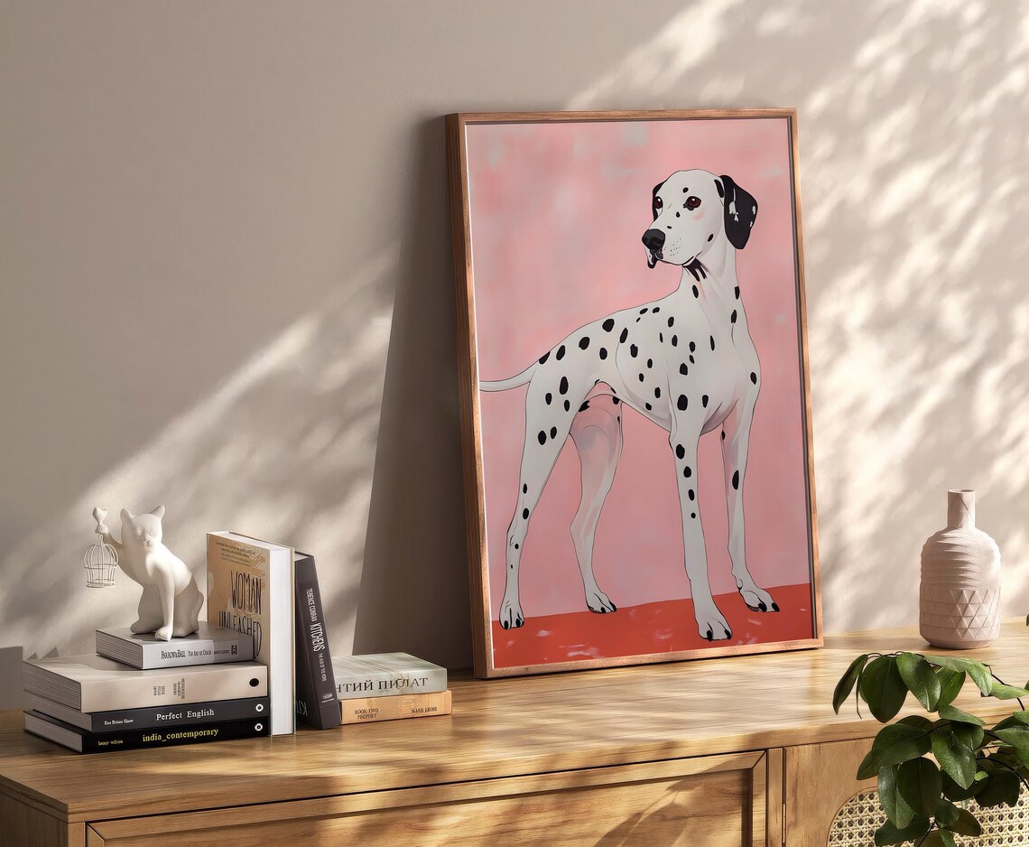Elegant Dalmatian Standing Pink Background Dog Portrait Poster - Image 2