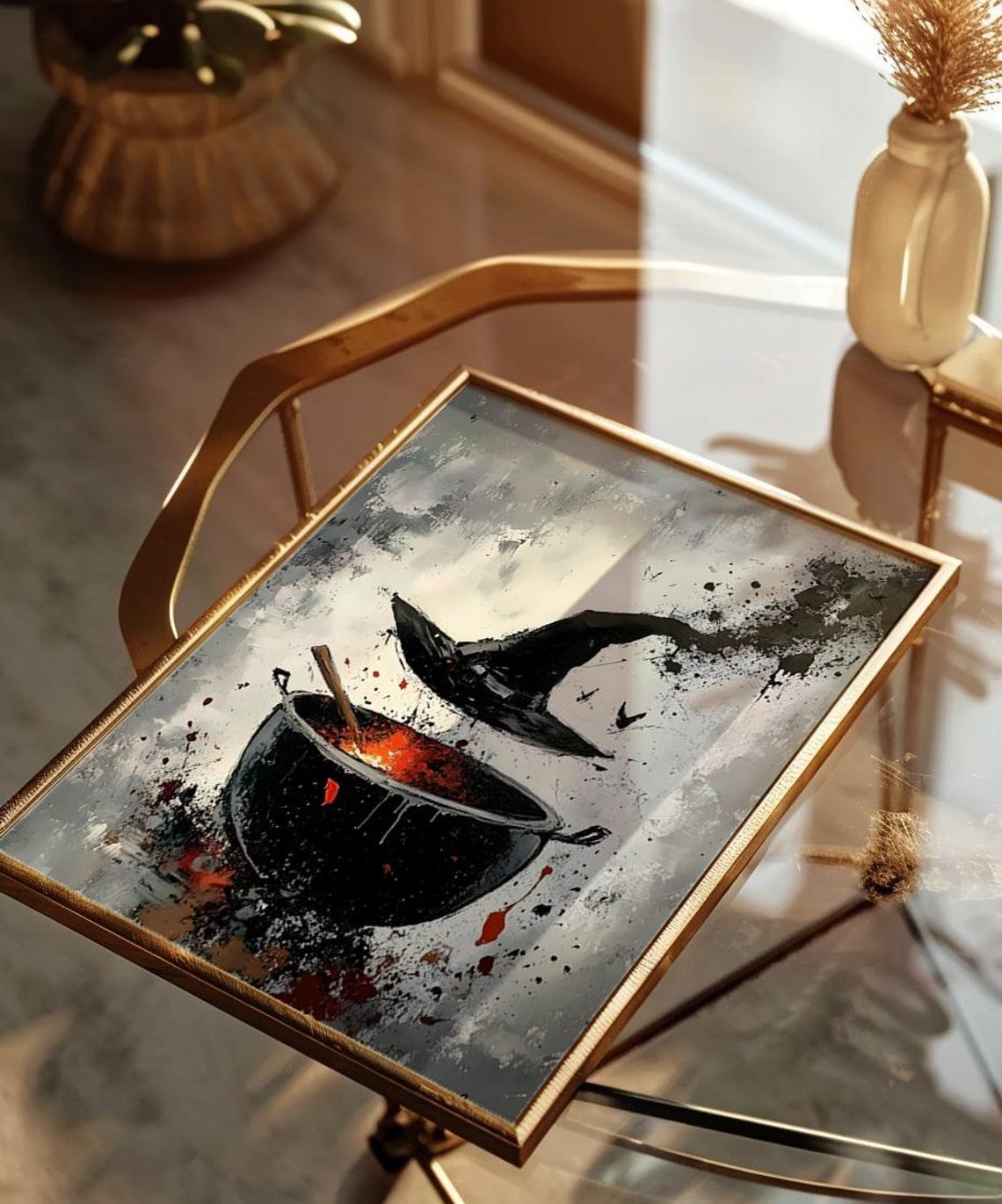 Witch Cauldron Bubbling Brew Magic Hat Smoke Halloween Art Poster - Image 3