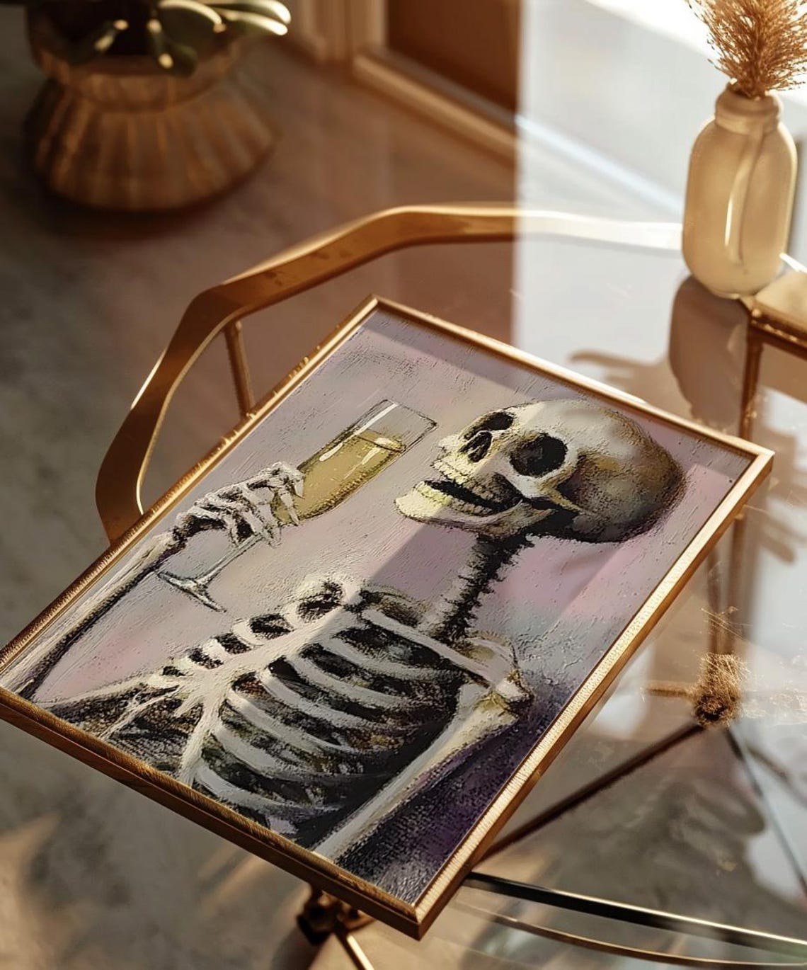Skeleton Toasting With Champagne Gothic Party Portrait Poster - Image 3