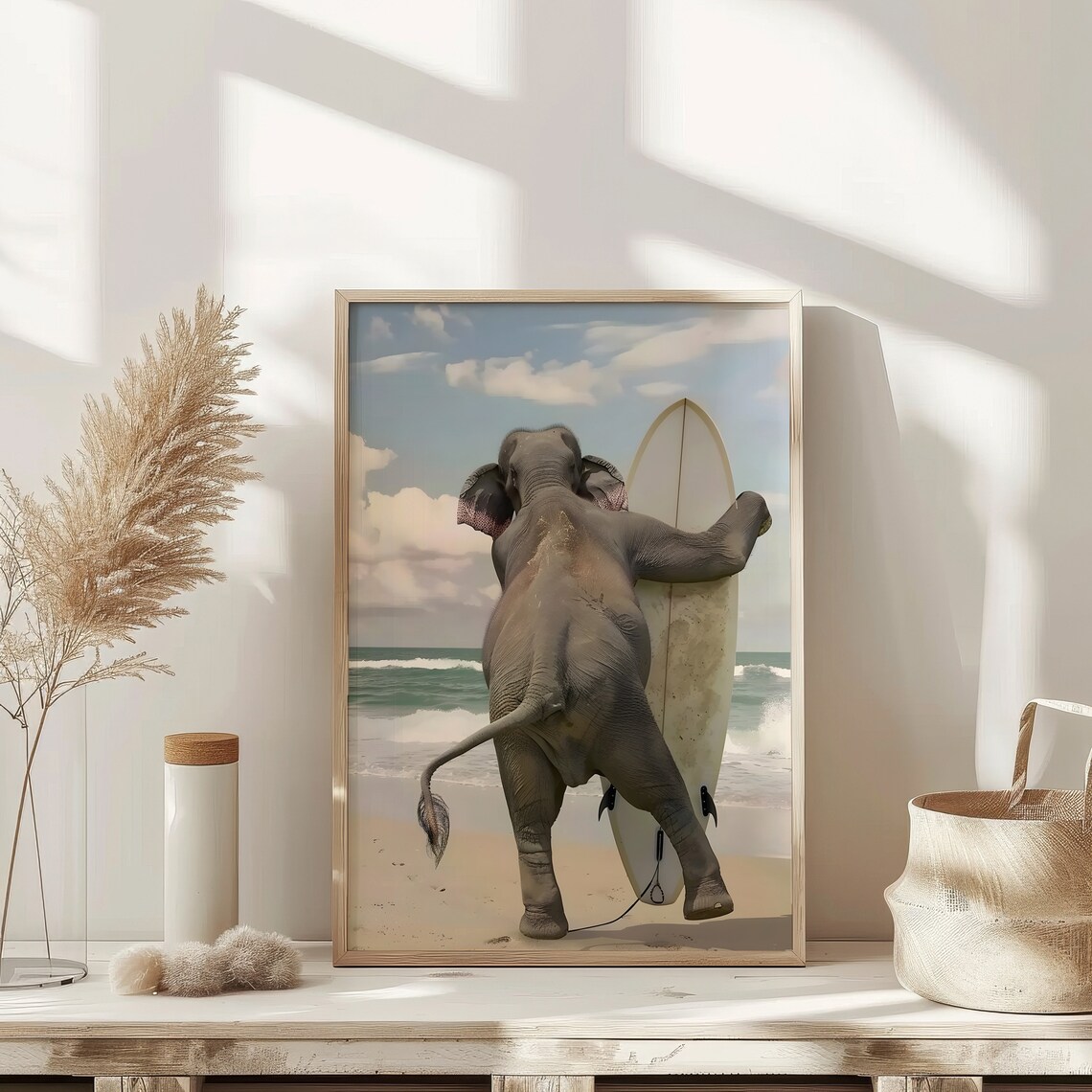 Surfing Elephant Beach Funny Surfer Animal Photography Poster - Image 2