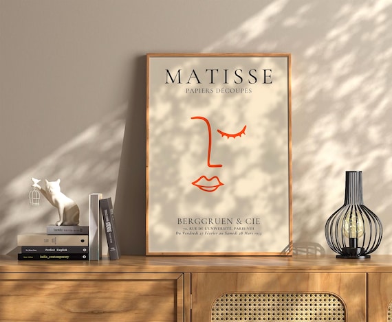 Matisse Papiers Decoupes Orange Line Art Face Exhibition Poster