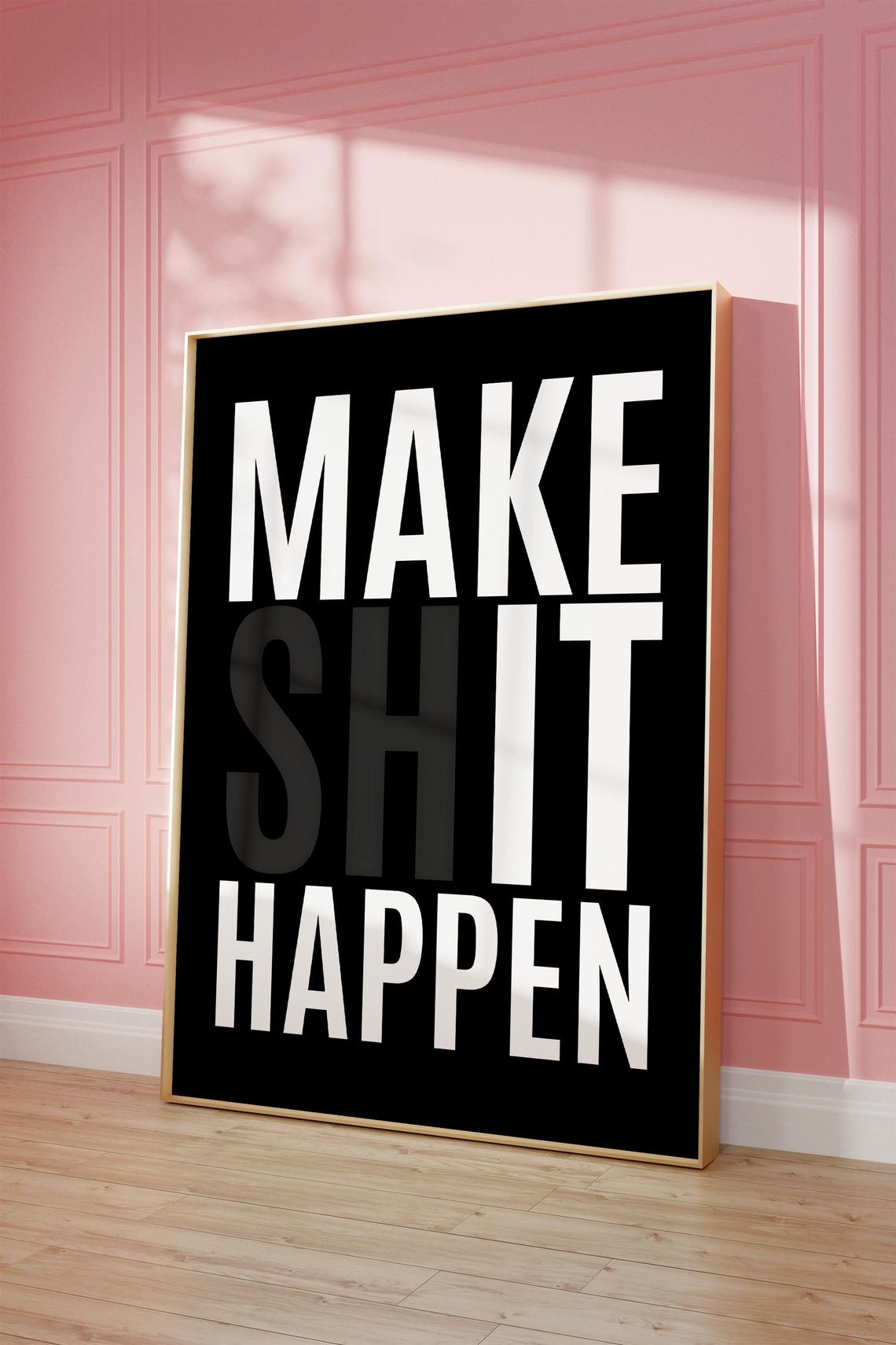 Make It Happen Bold Black Typography Motivational Quote Poster - Image 2