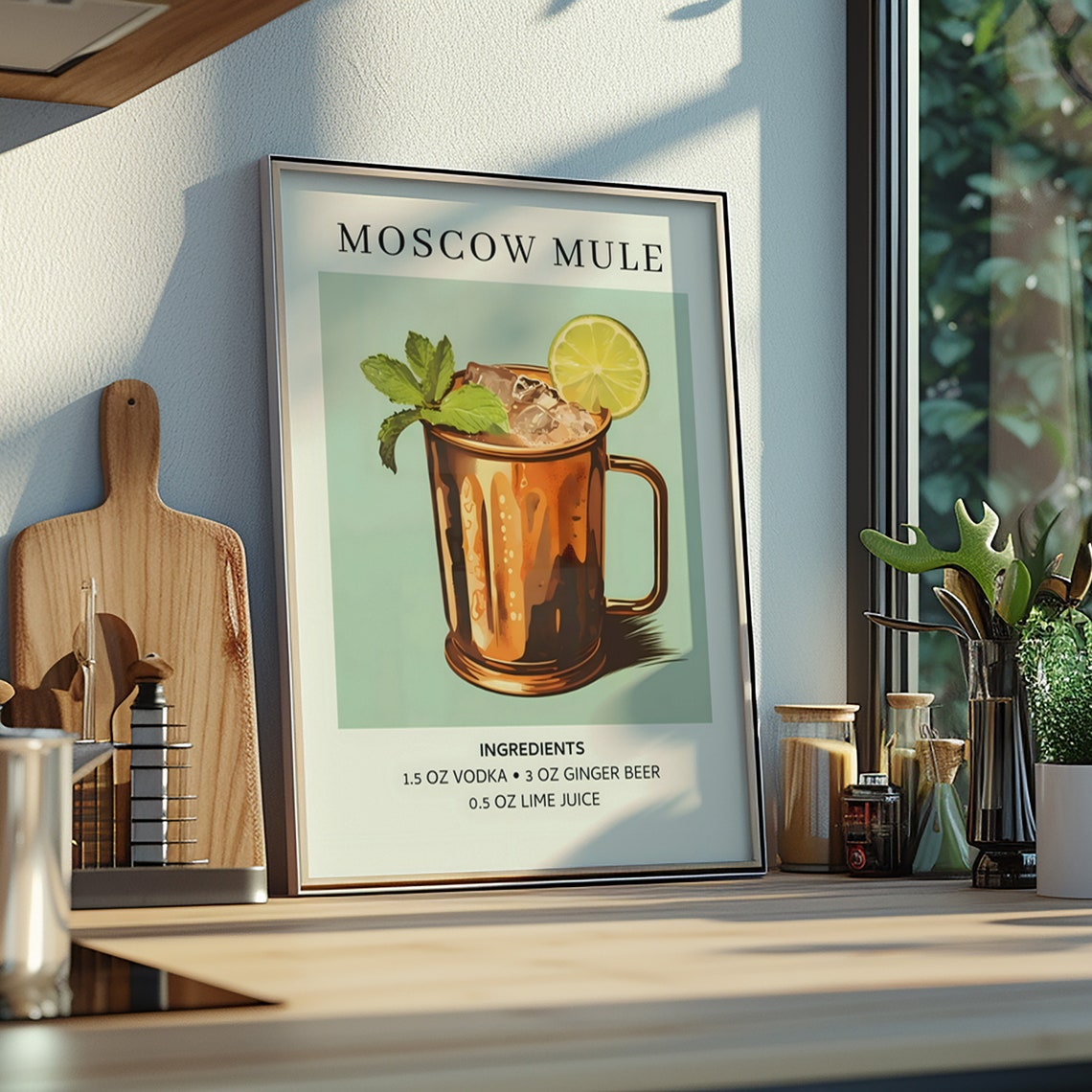 Moscow Mule Copper Mug Cocktail Recipe Art Print Bar Wall Decor - Image 3