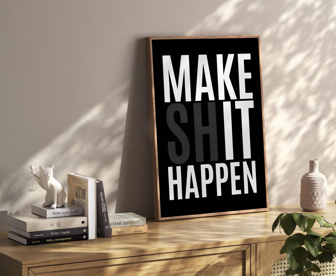 Make It Happen Bold Black Typography Motivational Quote Poster - Image 3