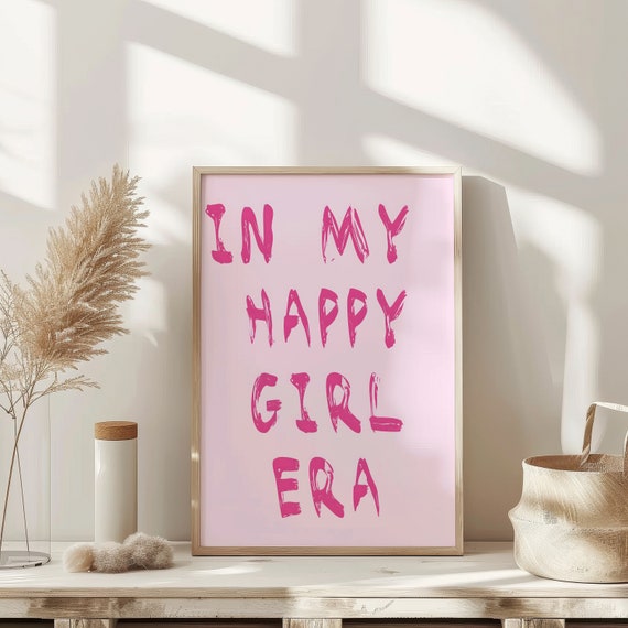 In My Happy Girl Era Wall Art Therapy Print Vintage Bar Cart Retro Wall Art Aesthetic Kitchen Decor Poster College Apartment Decor Funky