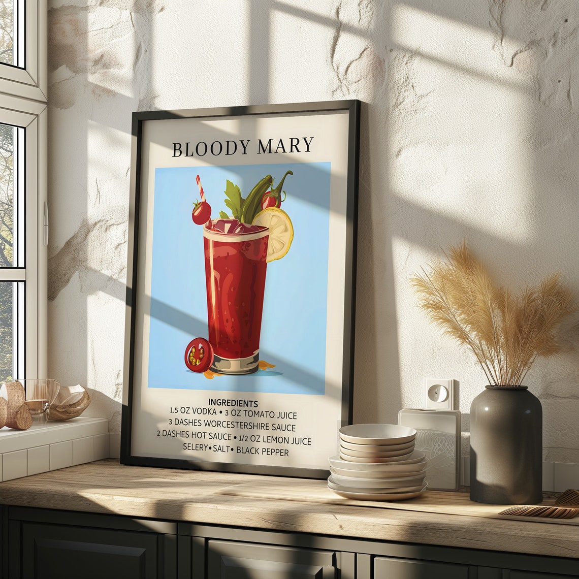 Bloody Mary Cocktail Recipe Art Print Retro Brunch Wall Decor - Image 3