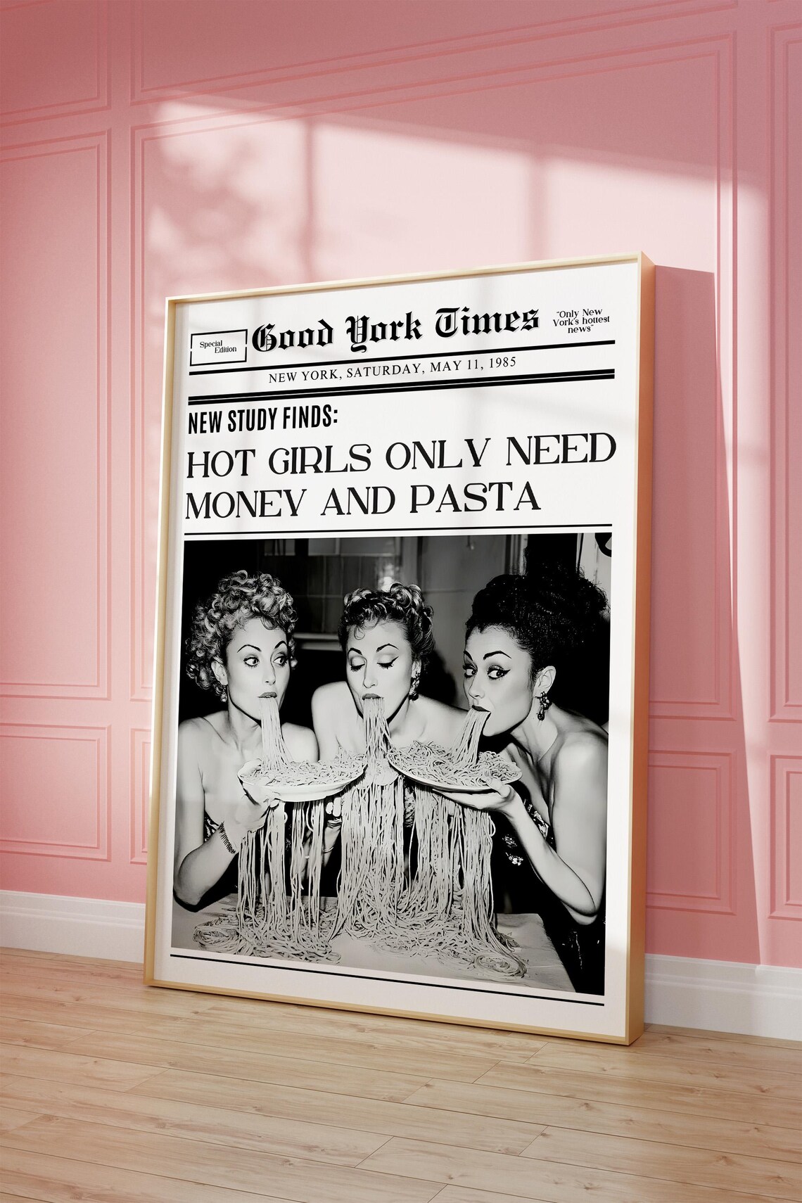 New York Newspaper Headline Vintage Bar Cart Poster