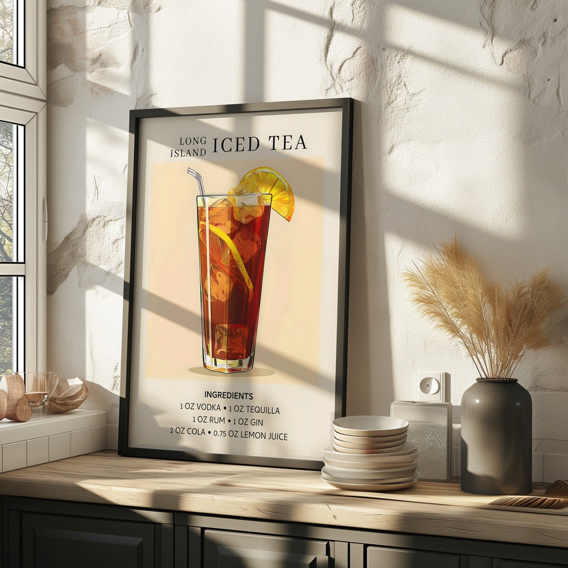 Long Island Iced Tea Cocktail Recipe Art Print Retro Bar Decor - Image 3