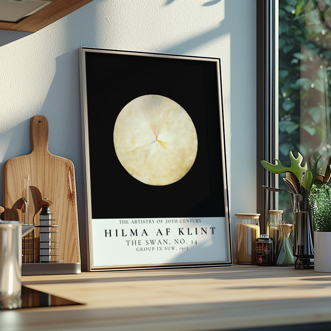 Hilma af Klint Swan No 14 Ivory Moon Circle Black Cosmic Poster - Image 2