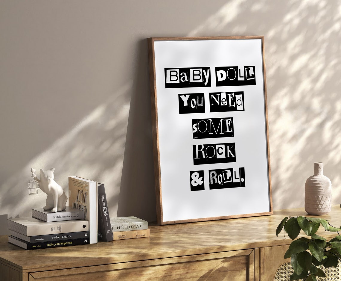 Baby Doll You Need Some Rock And Roll Ransom Note Typography Poster - Image 2