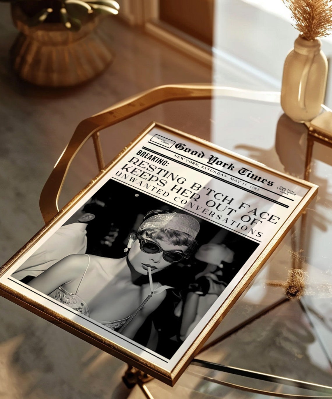 Resting Face Unwanted Conversations Funny Newspaper Style Poster - Image 2
