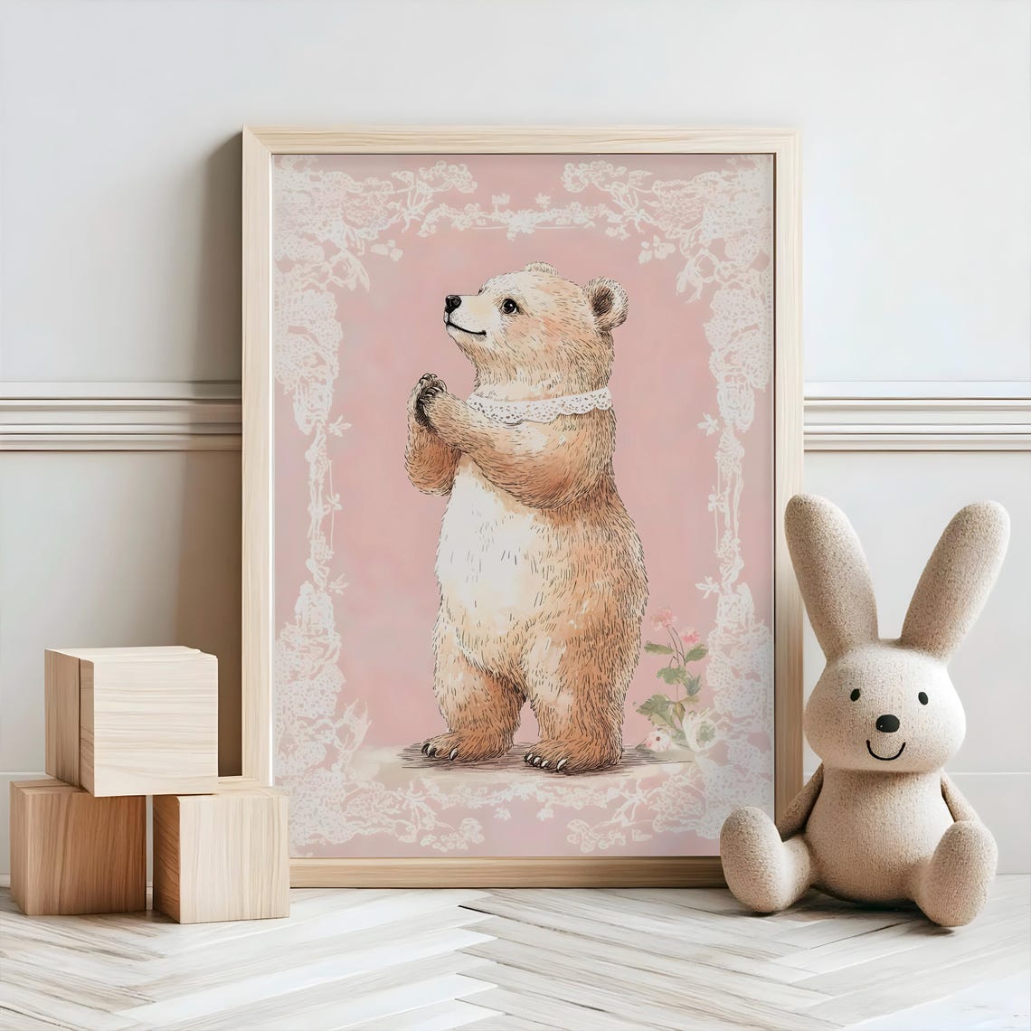 Bear Nursery Decor Baby Room Wall Art Nursery Decor Prints Animal Boho Kids Room Decor Instant Playroom Print