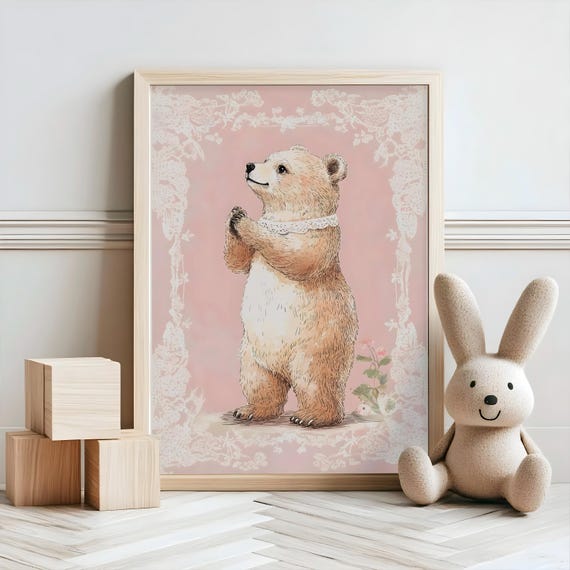 Bear Nursery Decor Baby Room Wall Art Nursery Decor Prints Animal Boho Kids Room Decor Instant Playroom Print