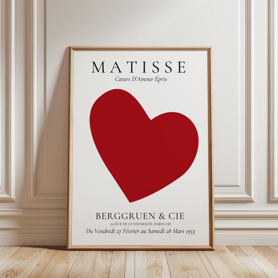 Matisse Red Heart 1953 Paris Exhibition Poster Coeurs D Amour Art
