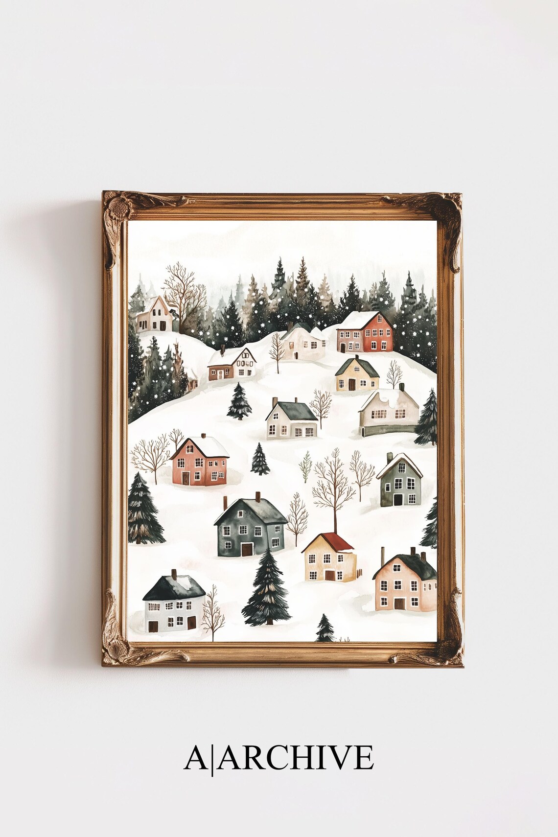Vintage Steam Train Snowy Winter Countryside Railroad Journey Poster
