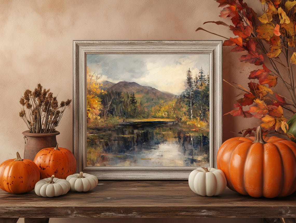 Autumn Mountain Lake Blue Reflection Bright Landscape Poster - Image 4