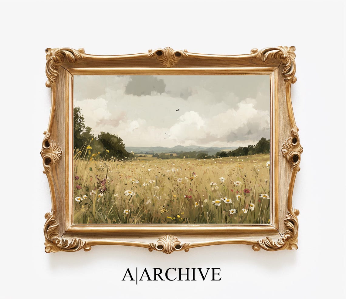 Golden Wildflower Field Daisies Birds Summer Countryside Poster - Image 4