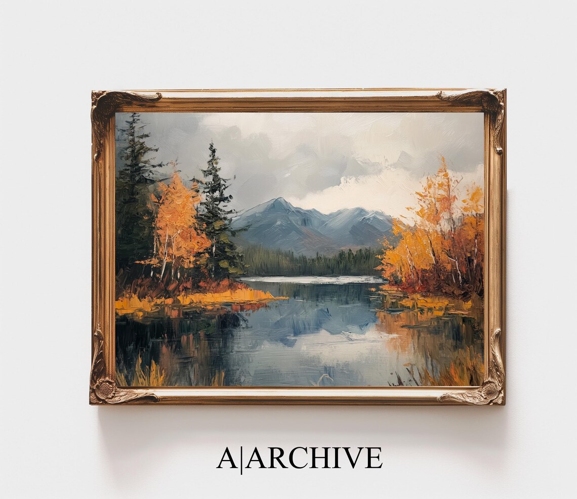 Rustic Autumn Landscape Vintage Country Decor Art Print