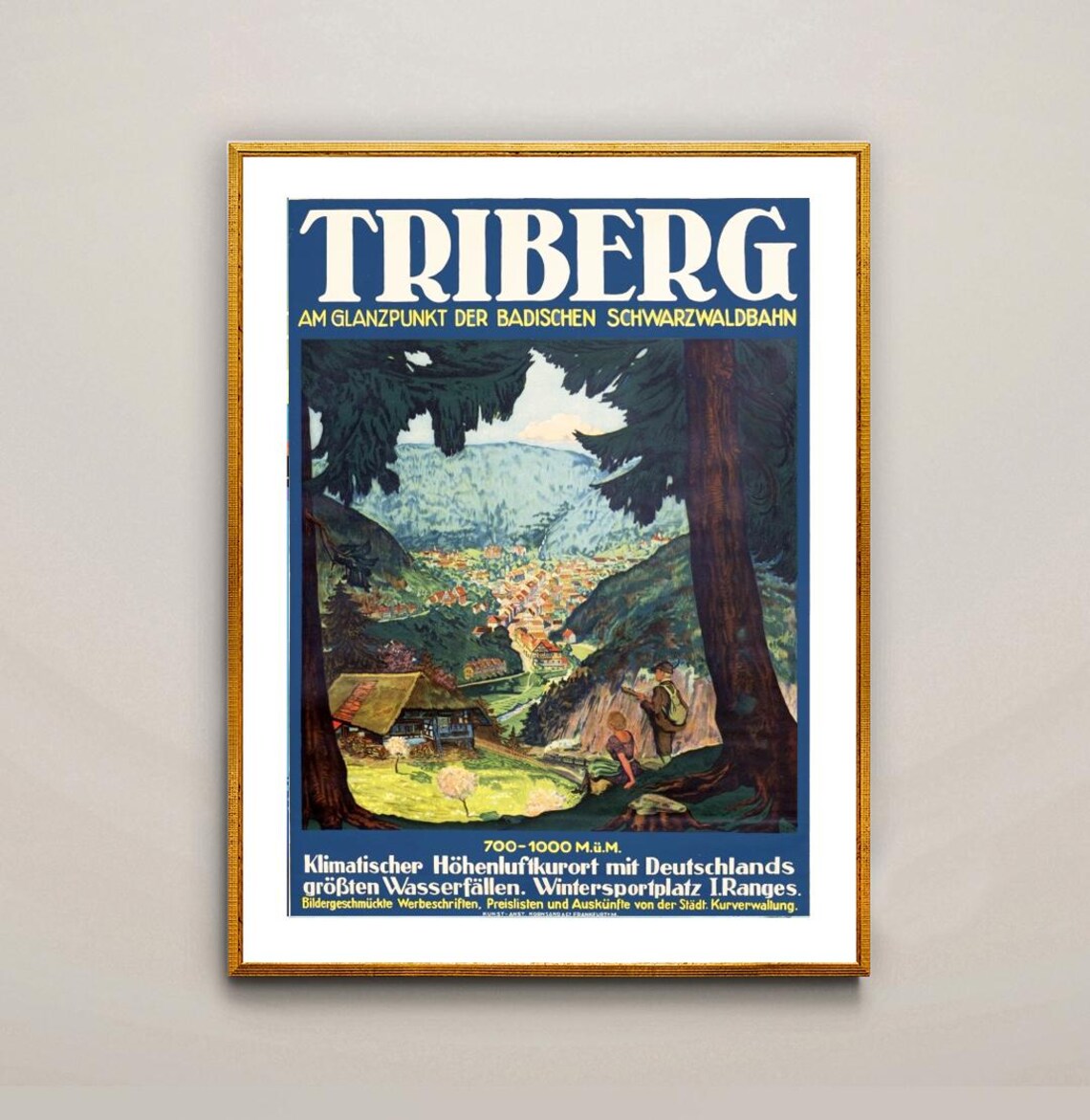 Triberg Black Forest Germany Waterfall Railway Vintage Travel Poster - Image 3