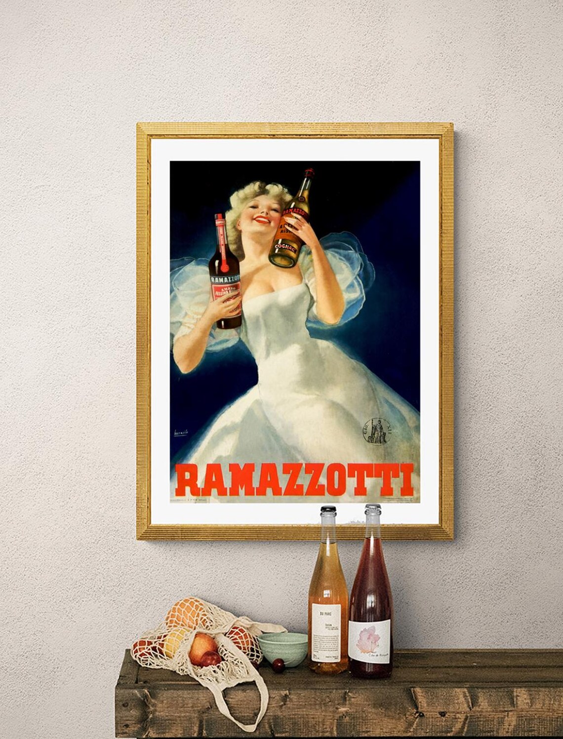 Ramazzotti Italian Liquore Vintage Pin Up Woman Bottle Art Poster - Image 3