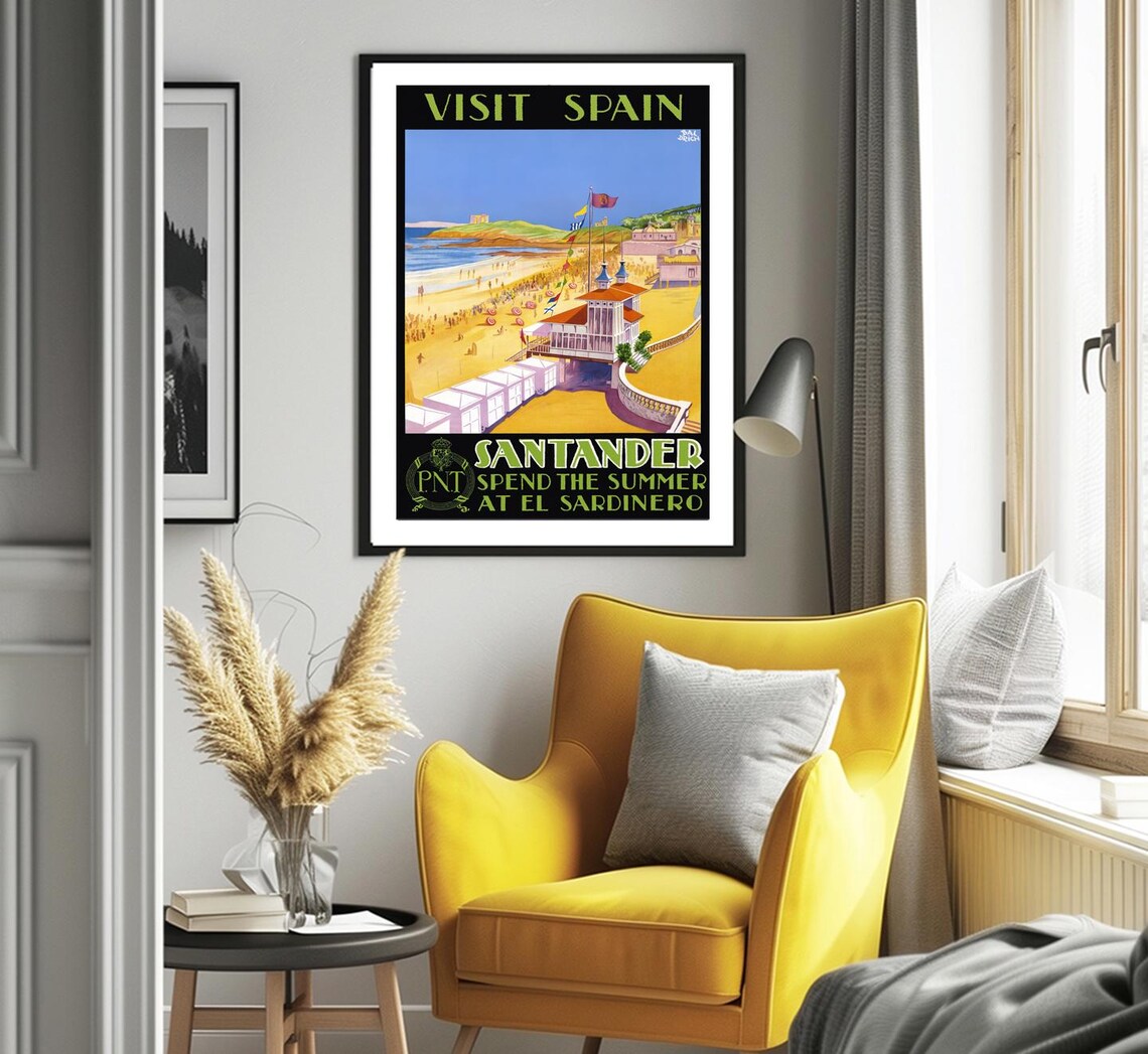 Santander El Sardinero Vintage Spain Beach Poster Summer Art - Image 2