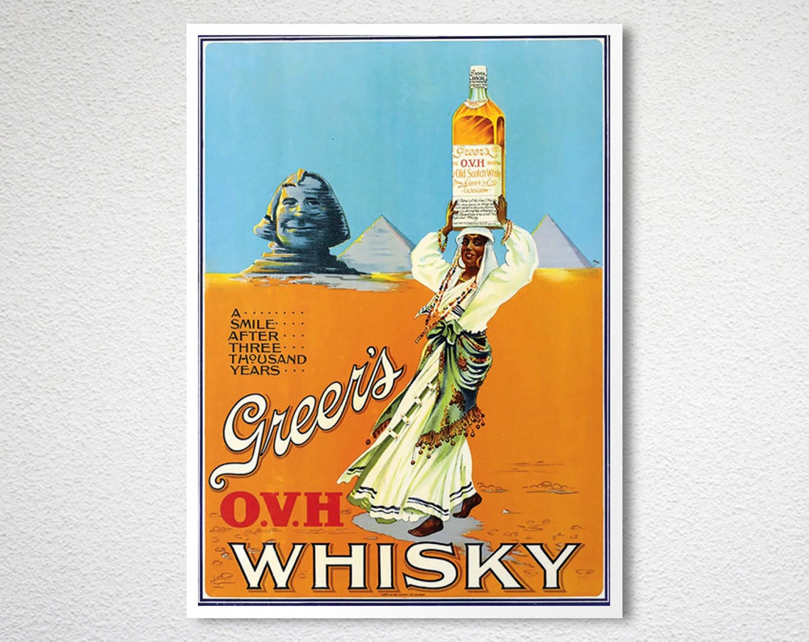 Greers OVH Whisky Vintage Advertising Poster Egyptian Desert Art - Image 2