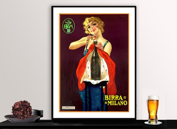 Birra Milano Vintage Fooddrink Poster By Leopoldo Metlicovitz Poster Paper Or Print Gift Idea