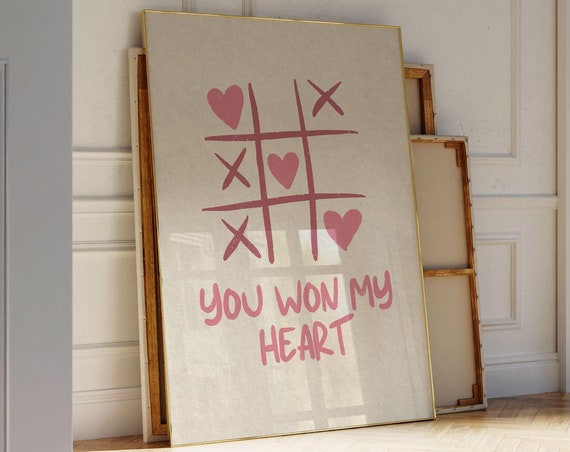 Trendy You Won My Heart Wall Art Unique Gift For Lovers Aesthetic Decor Trendy Wall Art