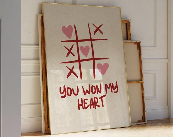 Trendy You Won My Heart Wall Art Unique Gift For Lovers Aesthetic Decor Trendy Wall Art