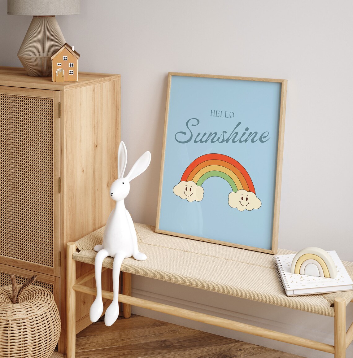 Hello Sunshine Print, Retro Nursery Affirmation Poster - Image 5