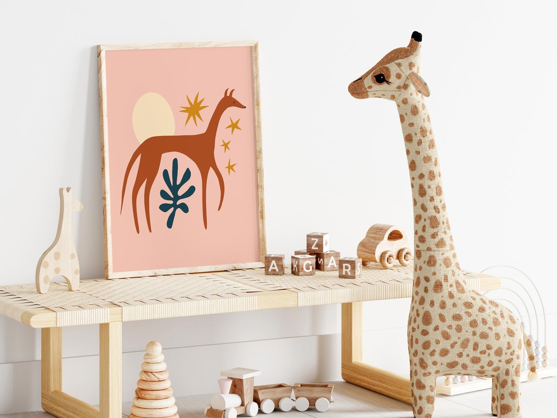 Abstract Animal Poster with Rust Creature Art and Gold Star Motifs - Image 5
