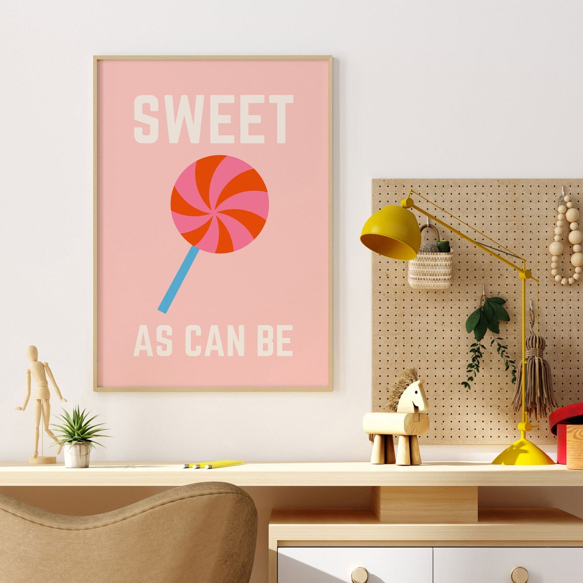 Sweet As Can Be Lollipop Poster with Pink Retro Typography Art - Image 3