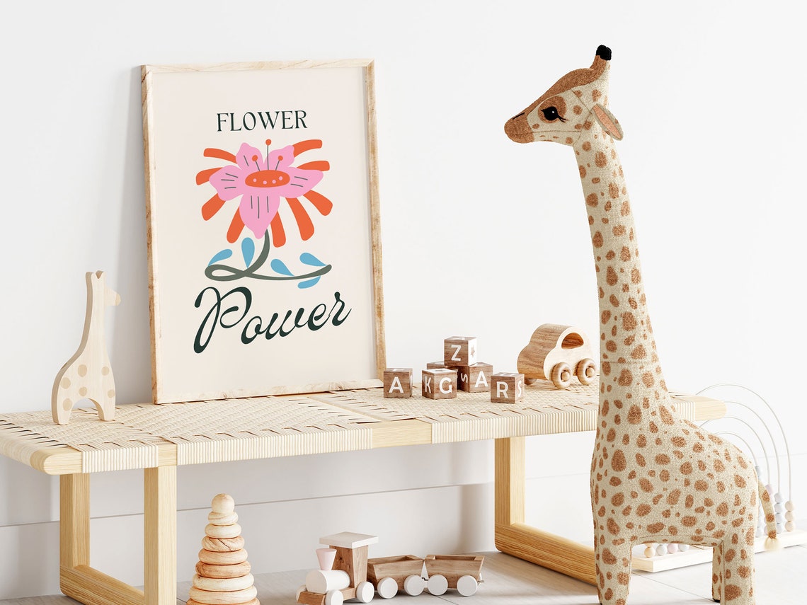 Flower Power Retro Bloom Quote Groovy Kids Room Decor Wall Art - Image 2