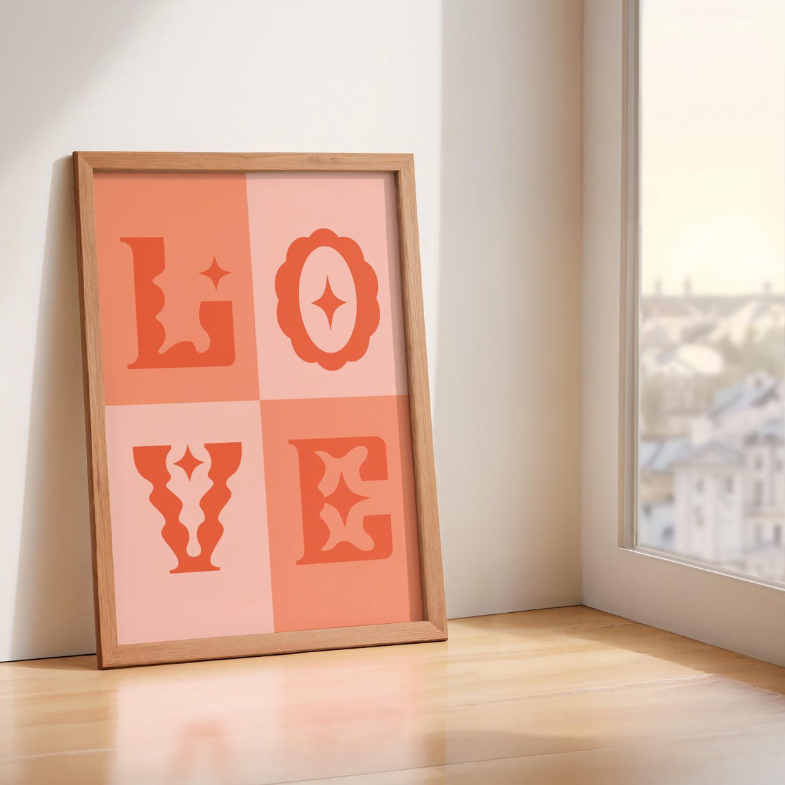 Love Decorative Letters Retro Orange Sunset Quote Decor Wall Art - Image 5