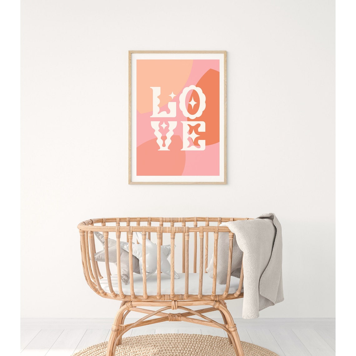 Retro Pink LOVE Typography Poster with Funky Wavy Background Art - Image 3