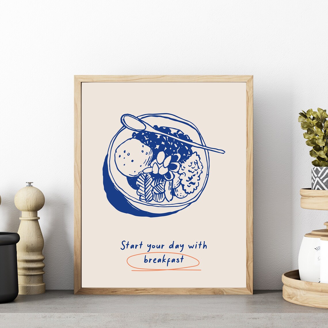 Acai Bowl Breakfast Poster, Modern Food Kitchen Decor