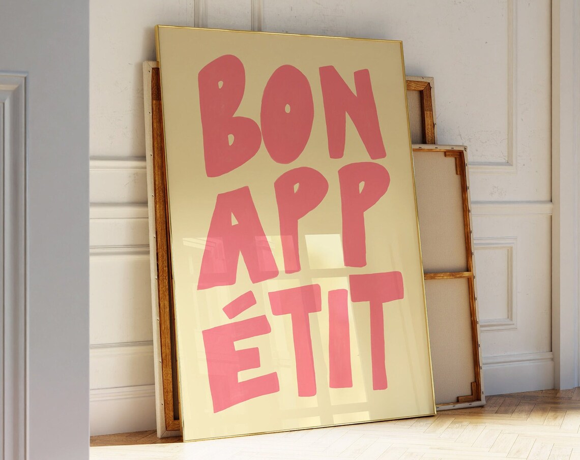Bon Appetit Mid-Century Kitchen Typography Art Print