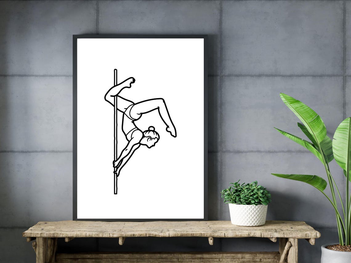 Pole Dancer One Line Art Fitness Dance Studio Decor Wall Art - Image 3