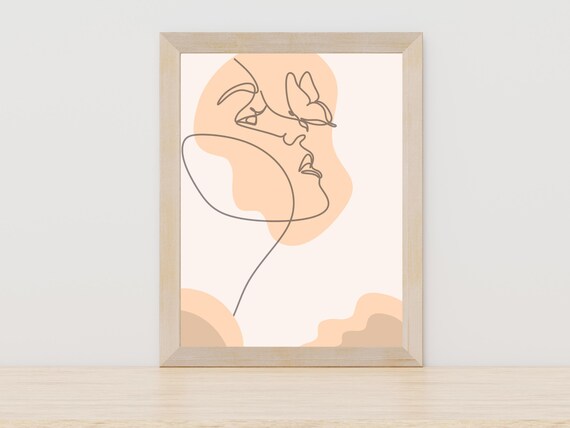 Abstract Woman Line Art With Butterfly Modern Minimalist Poster
