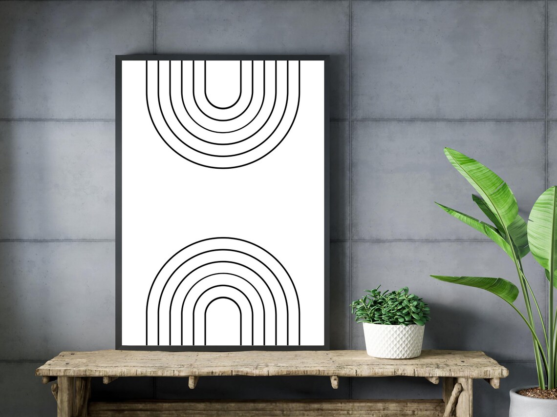 Minimalist Black Line Art Rainbow Arches Modern Abstract Wall Art - Image 3