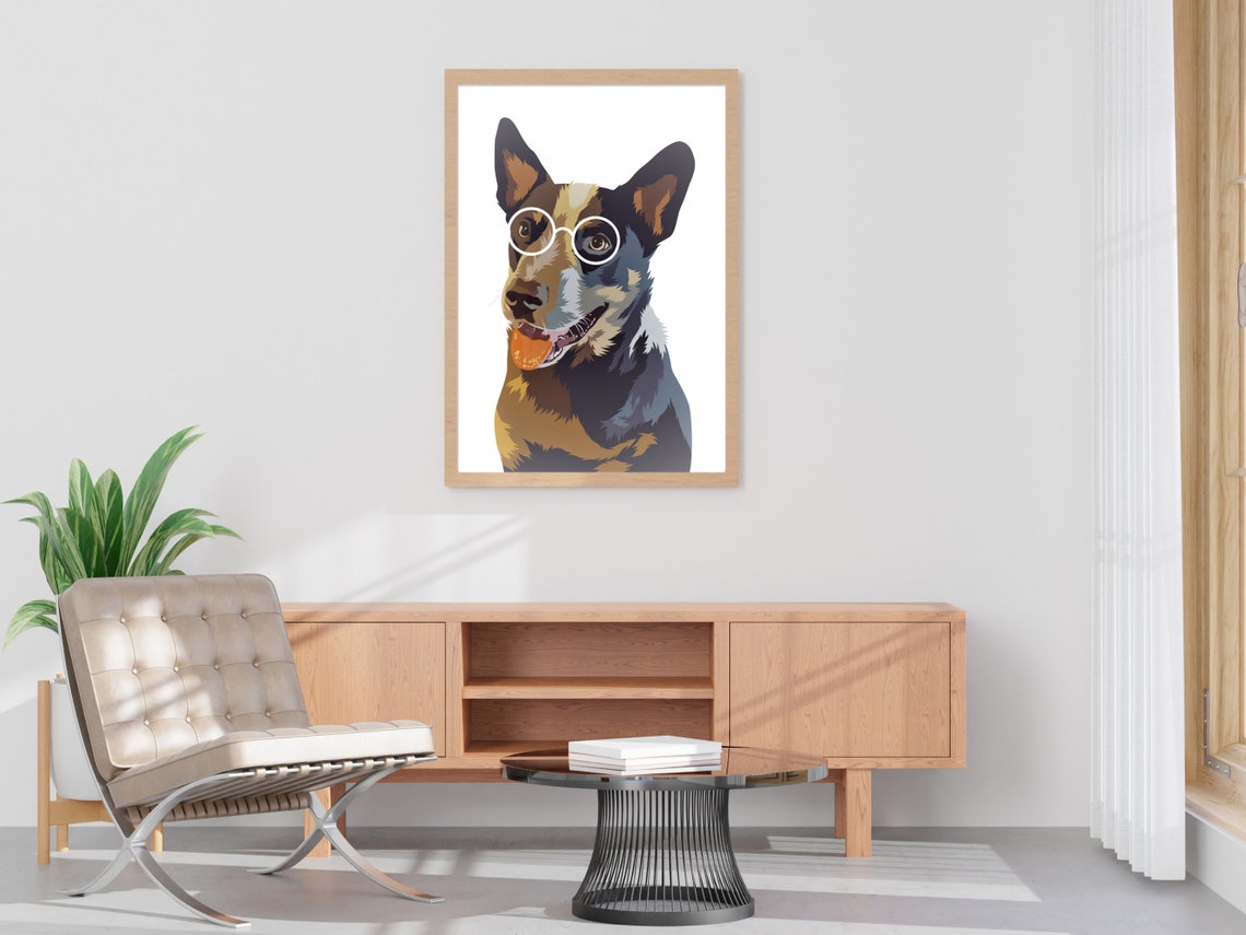 Dog With White Glasses Print Art Dog Portrait Kid Room Decor Nursery Pet Art Dog Painting Dog Art Cute Puppy Girls - Image 3
