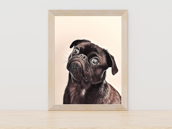 Pug Painting Pug Art Print Cute Dog Artwork Pug Portrait Art Dog Lover Gift Pet Wall Decor Animal Painting Print Pug Illustration Art