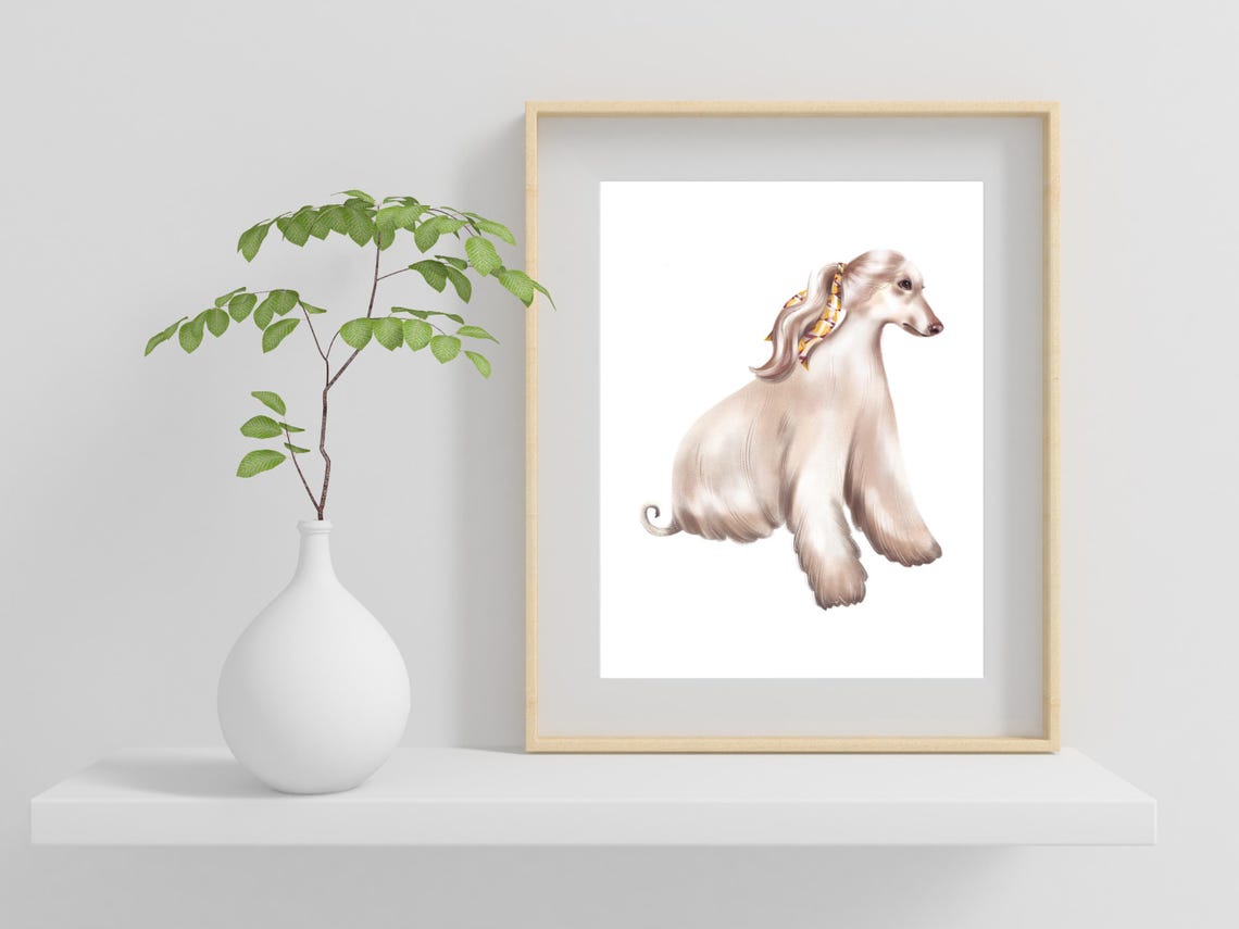 Afghan Hound Watercolor Painting Elegant Dog Portrait Pet Lover Poster - Image 2