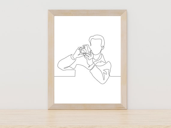 Photographer Line Art Camera Line Art Poster Photography Room Wall Decor Gift For Him Camera Line Art Gift For Photographer Art
