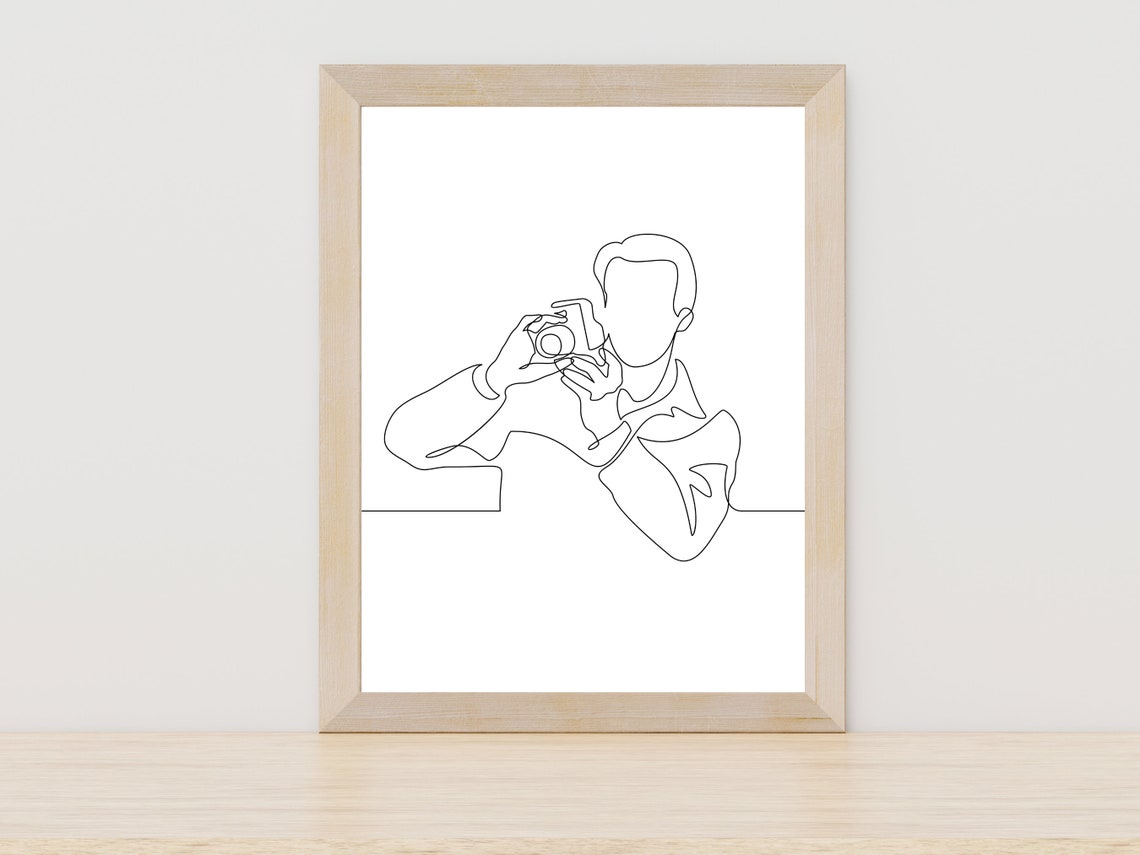 Photographer Taking Photo Line Drawing Minimalist Art Poster
