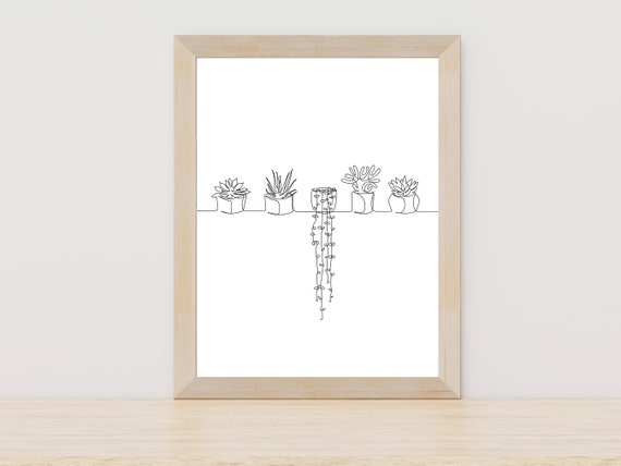 Botanical Line Art Floral Drawing Art Print