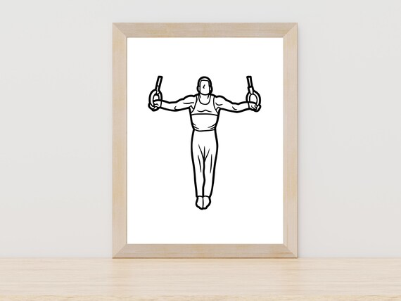 Male Gymnast Line Art Gymnastics Line Art Gymnast Print Acrobatics Art Print Male Athlete Sketch Gymnastics Wall Art Minimalism