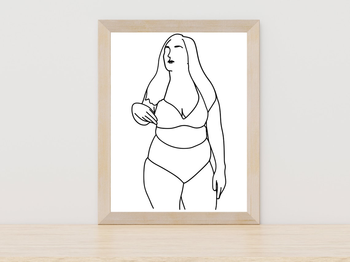 Body Positive Woman Line Art Curvy Woman Body Art Minimal Female Body Art Plus Size Woman Body Art Print Feminist Body Art Art